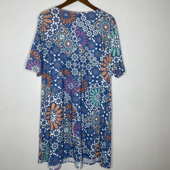 Ruby Rd XL Floral Medallion Dress Blue Stretch Knit Casual Boho Style - Picture 4 of 6